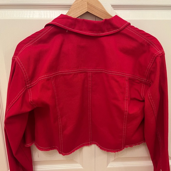 Blue spice - red cropped denim jacket - Picture 2 of 4